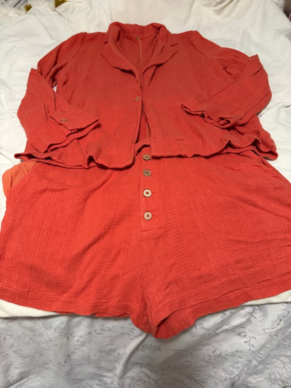 Free People Modern Shorts Set Orange Shorts With Matching Blazer Medium - Picture 2 of 5
